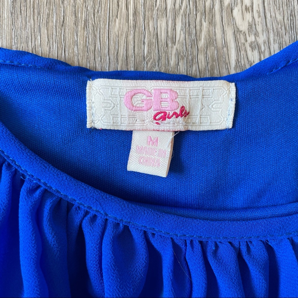GB GIRLS Peace, Love, & Freedom Flowy Royal Blue Swing Dress - Picture 6 of 11